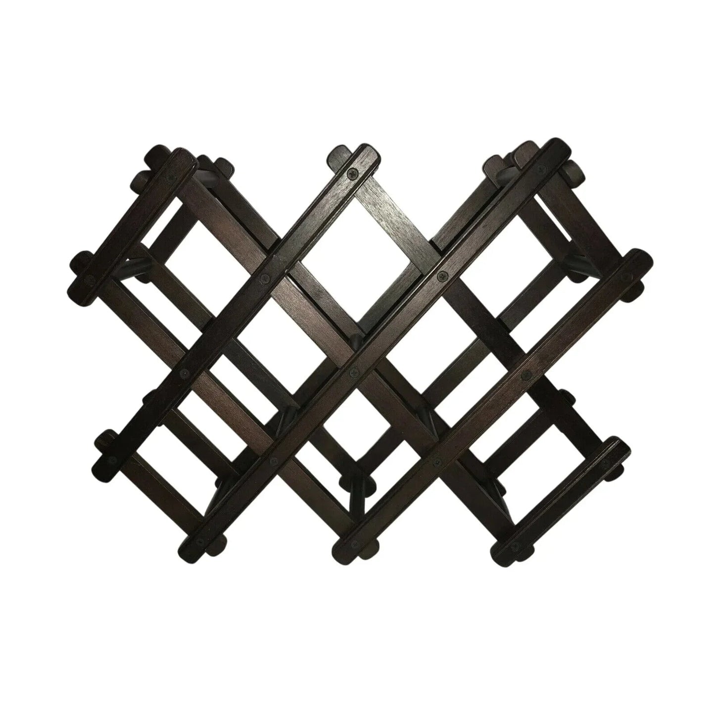 Foldable Dark Wood Accordian Wine Racks - Set of 2 Countertop Bottle Holders - Unbranded - A+ Stuff