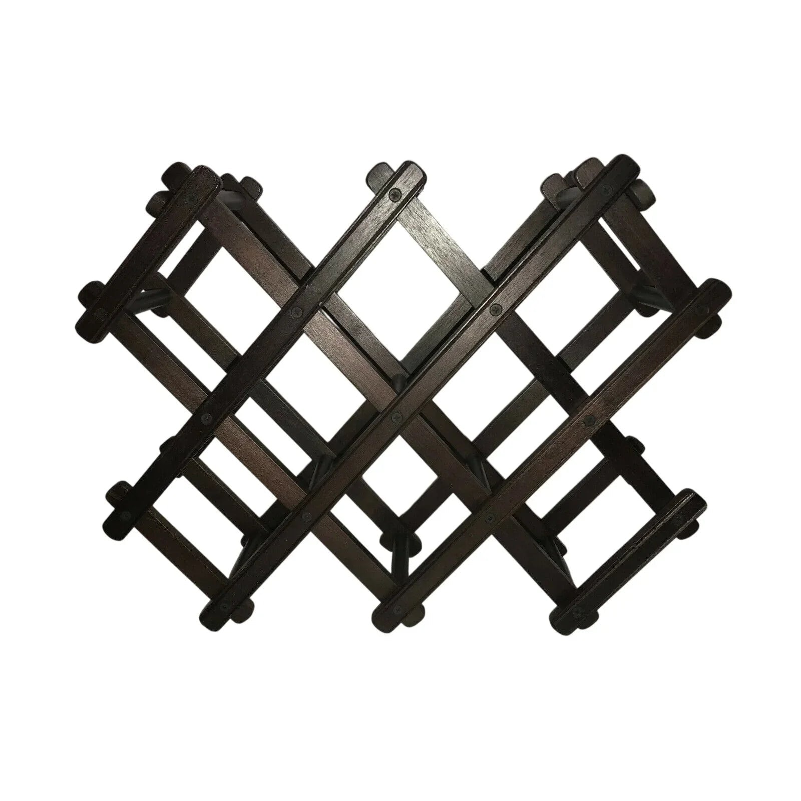 Foldable Dark Wood Accordian Wine Racks - Set of 2 Countertop Bottle Holders - Unbranded - A+ Stuff