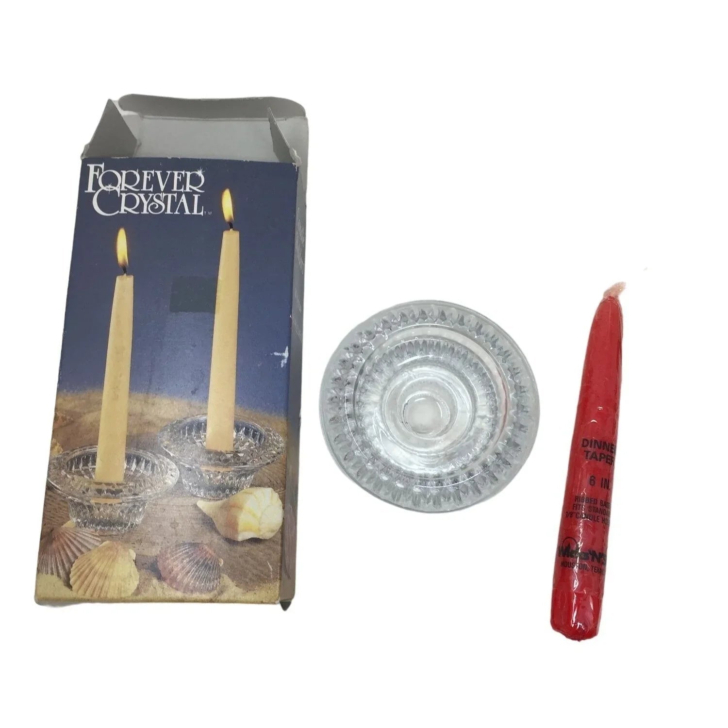 Forever Crystal Candlestick holder and Red Candle - One Candle and one Holder - Forever Crystal - Candle Holders - A+ Stuff