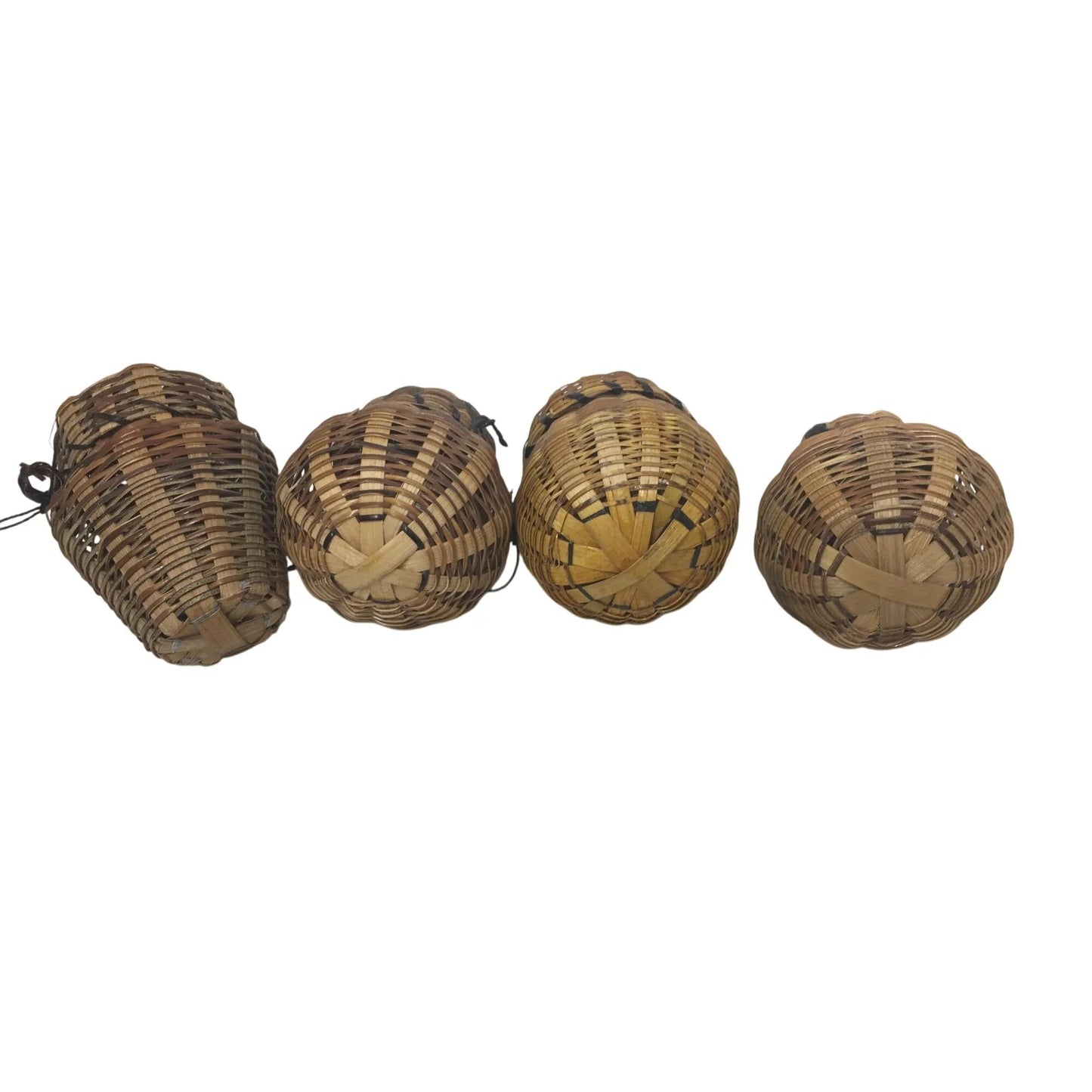 Four (4) Small Brown Handmade Wicker Baskets - A+ Stuff - Collectibles - A+ Stuff