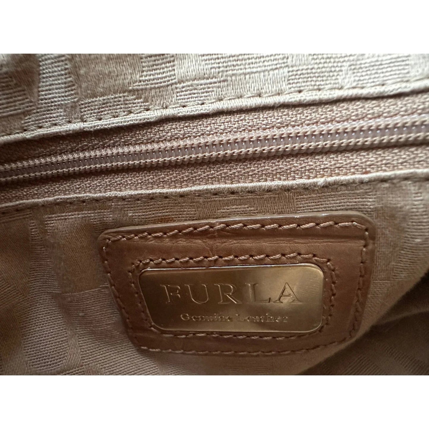 FURLA Croc Embossed Camel Colored Leather Bag - FURLA - satchel bag - A+ Stuff