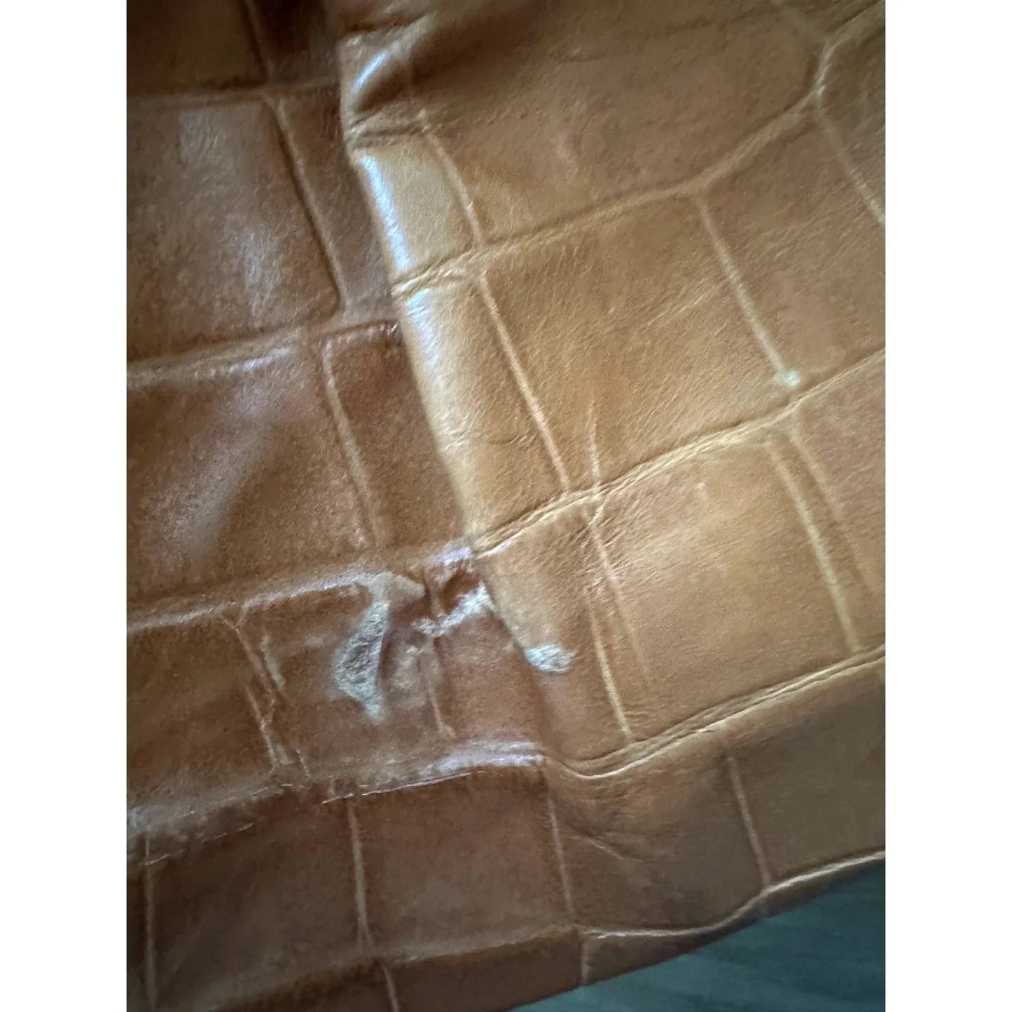 FURLA Croc Embossed Camel Colored Leather Bag - FURLA - satchel bag - A+ Stuff