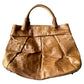 FURLA Croc Embossed Camel Colored Leather Bag - FURLA - satchel bag - A+ Stuff