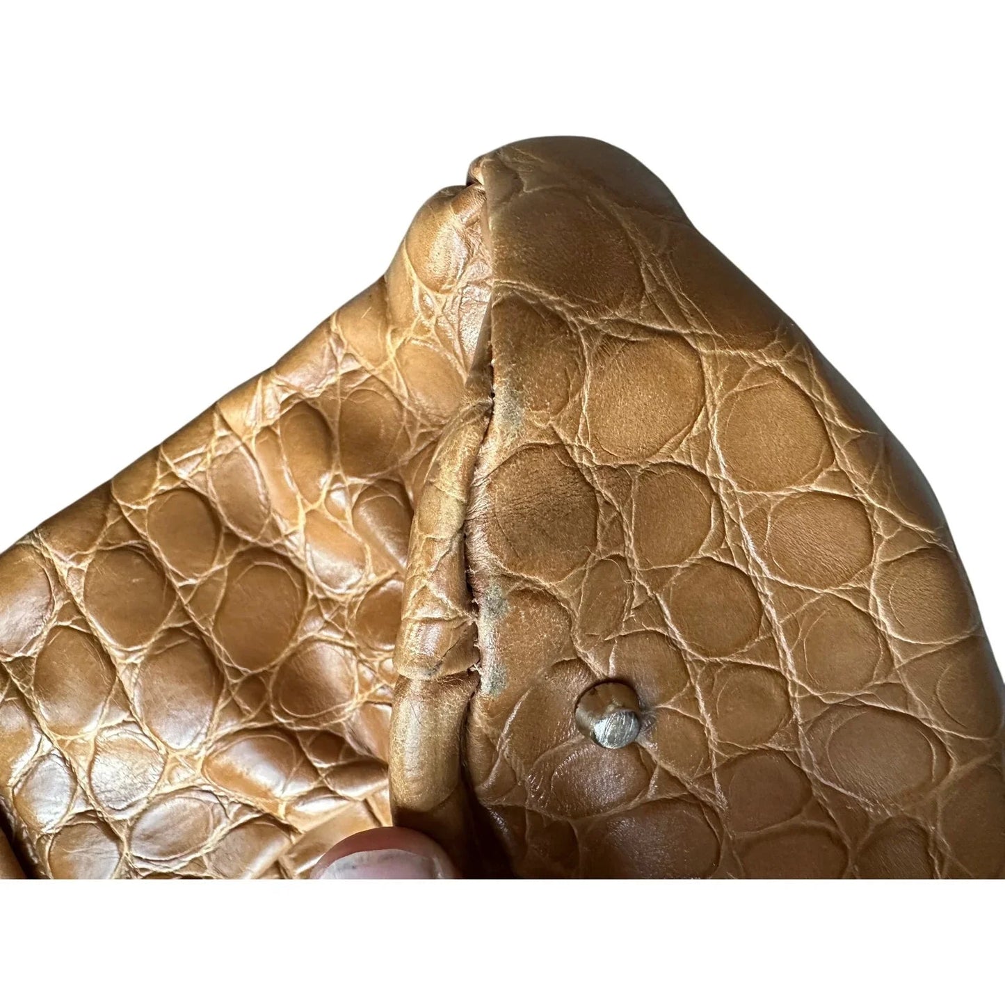 FURLA Croc Embossed Camel Colored Leather Bag - FURLA - satchel bag - A+ Stuff