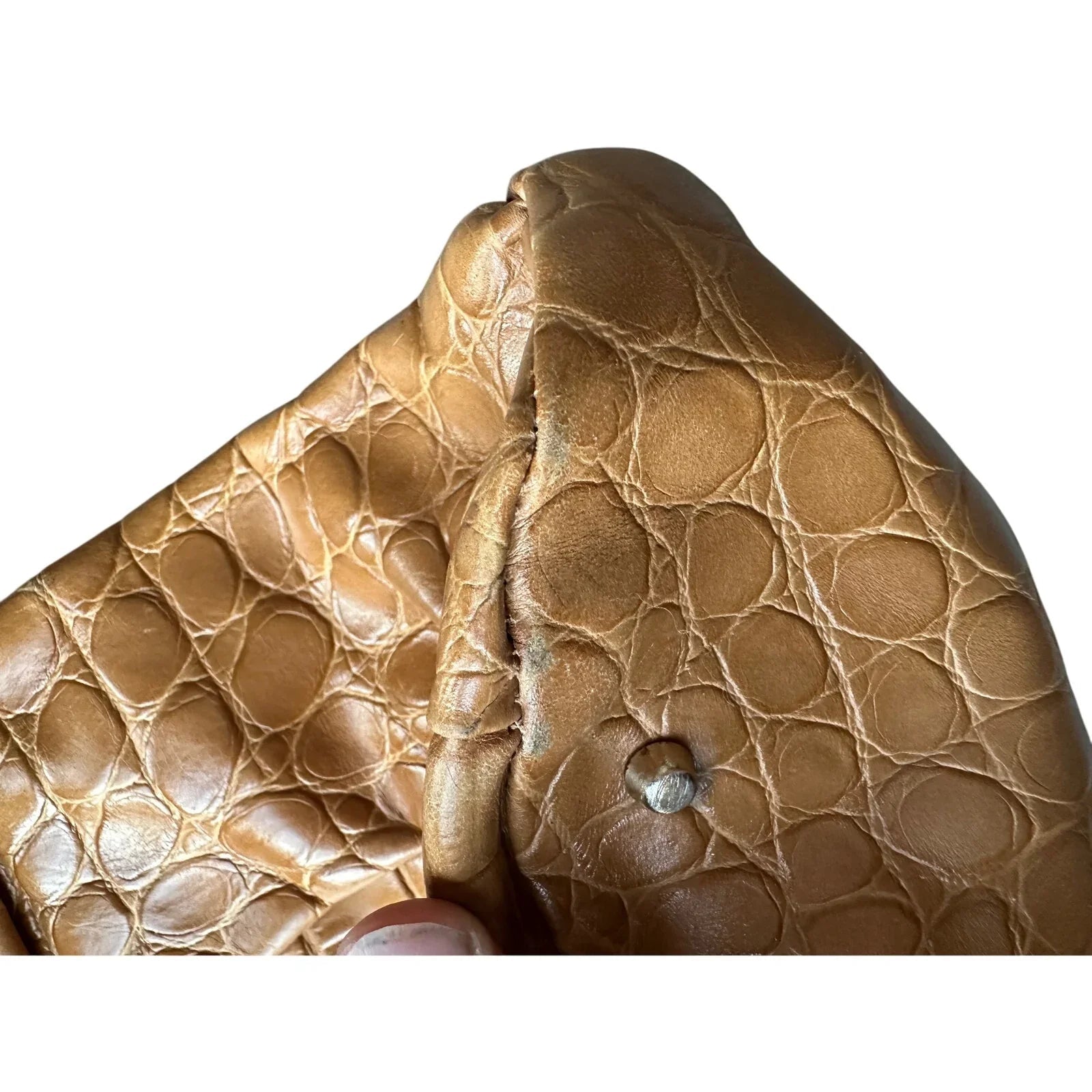 FURLA Croc Embossed Camel Colored Leather Bag - FURLA - satchel bag - A+ Stuff