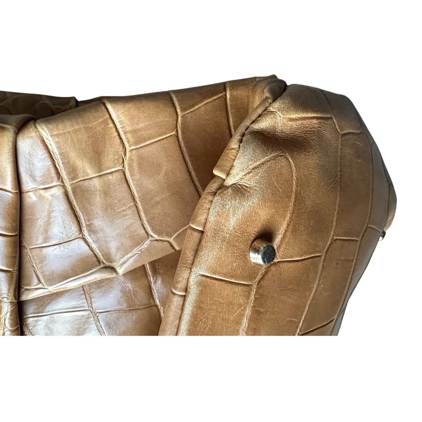 FURLA Croc Embossed Camel Colored Leather Bag - FURLA - satchel bag - A+ Stuff
