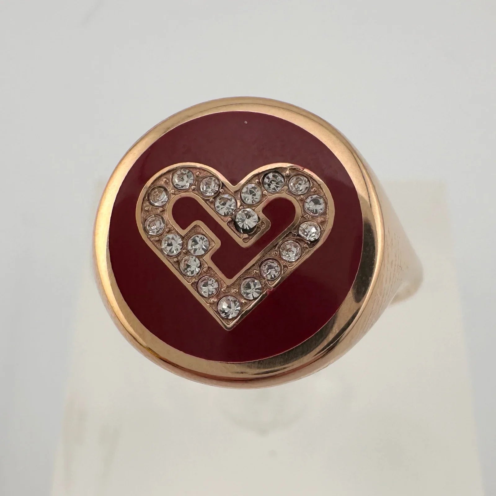 Furla Heart Ring - Rose Gold Overlay with Crystal Heart - FURLA - ring - A+ Stuff