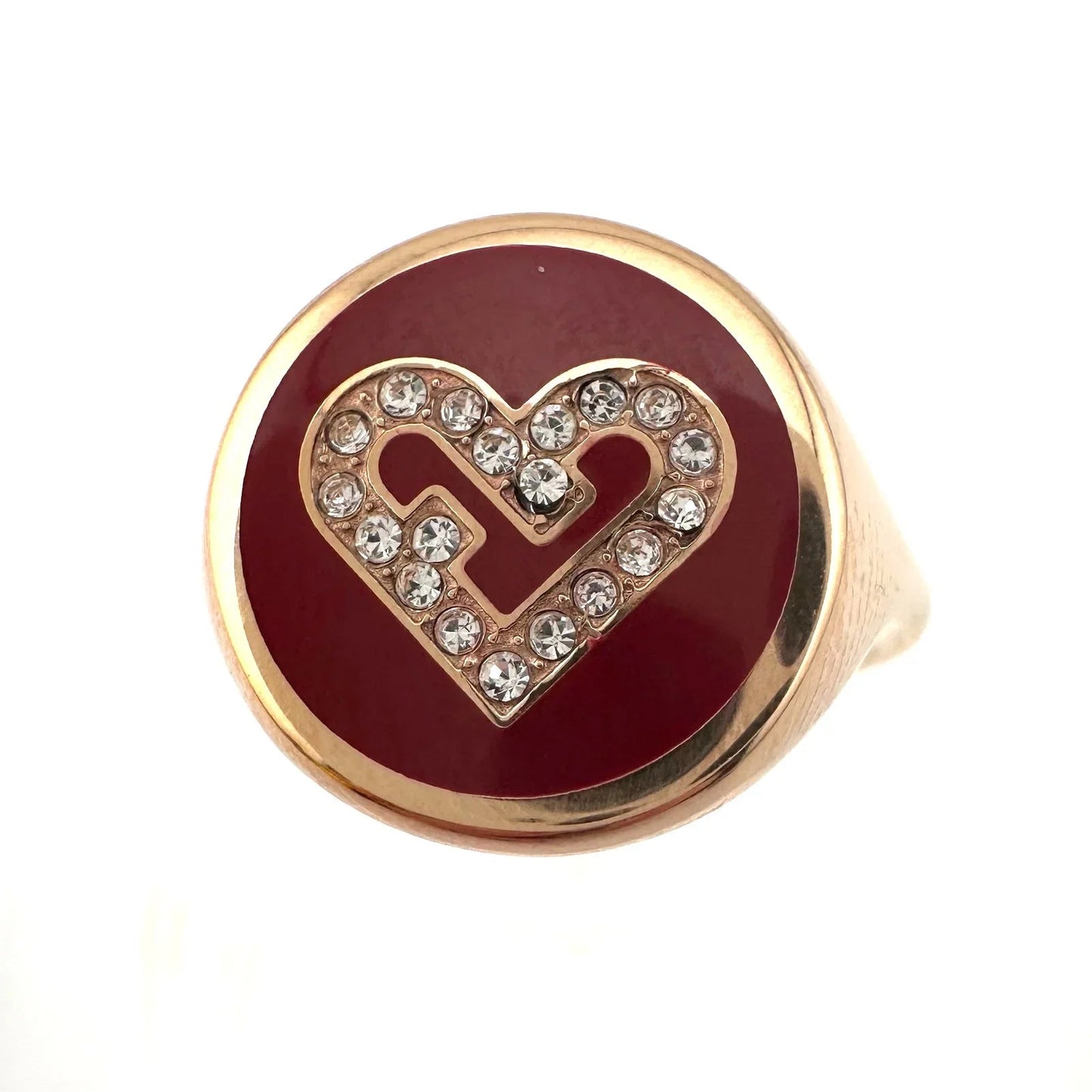 Furla Heart Ring - Rose Gold Overlay with Crystal Heart - FURLA - ring - A+ Stuff