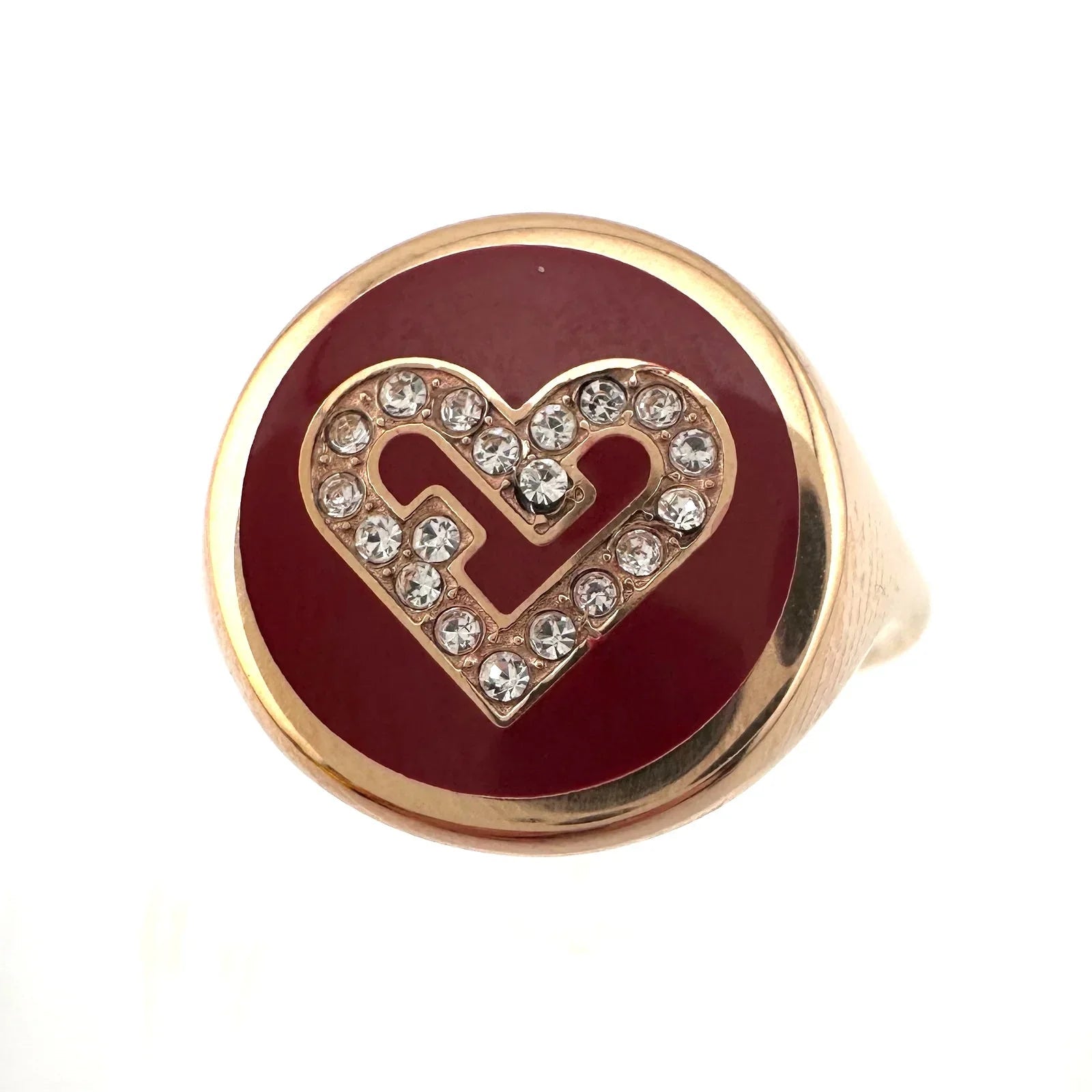 Furla Heart Ring - Rose Gold Overlay with Crystal Heart - FURLA - ring - A+ Stuff
