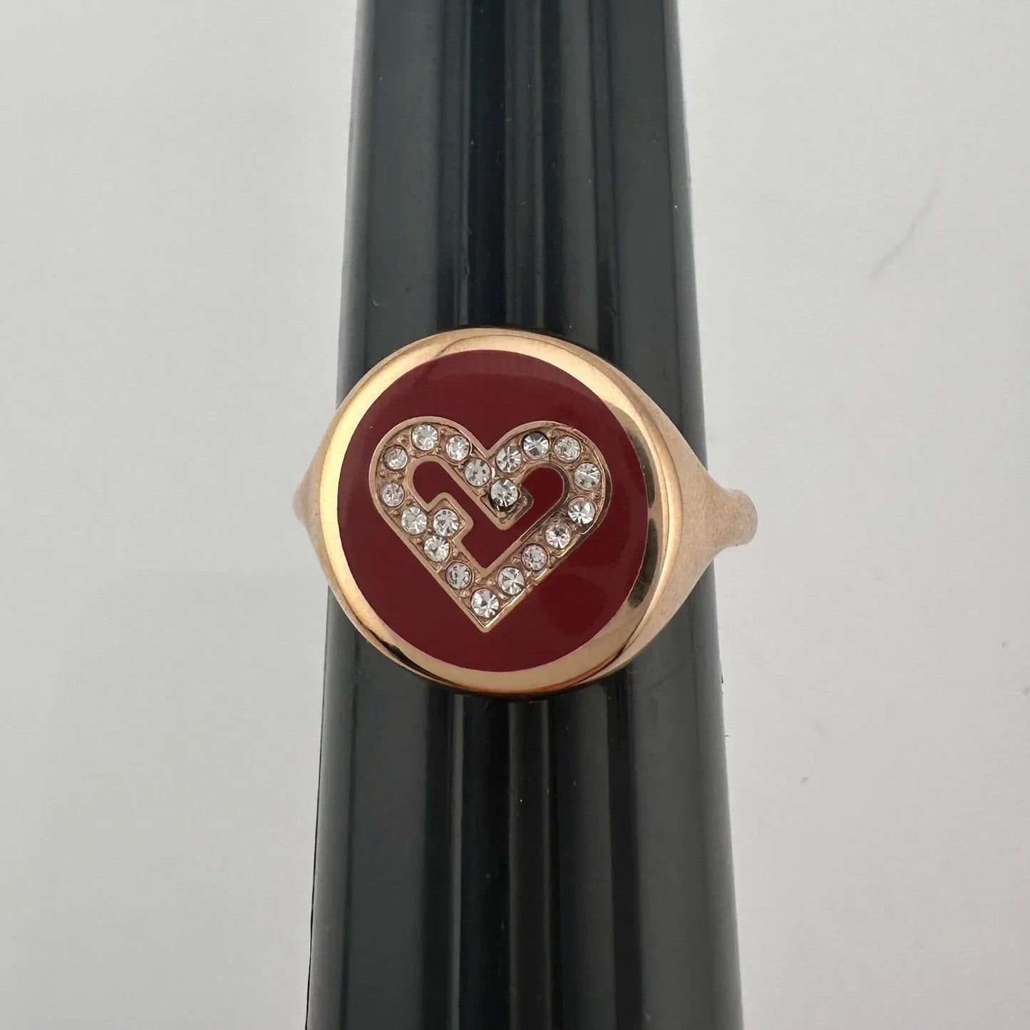 Furla Heart Ring - Rose Gold Overlay with Crystal Heart - FURLA - ring - A+ Stuff