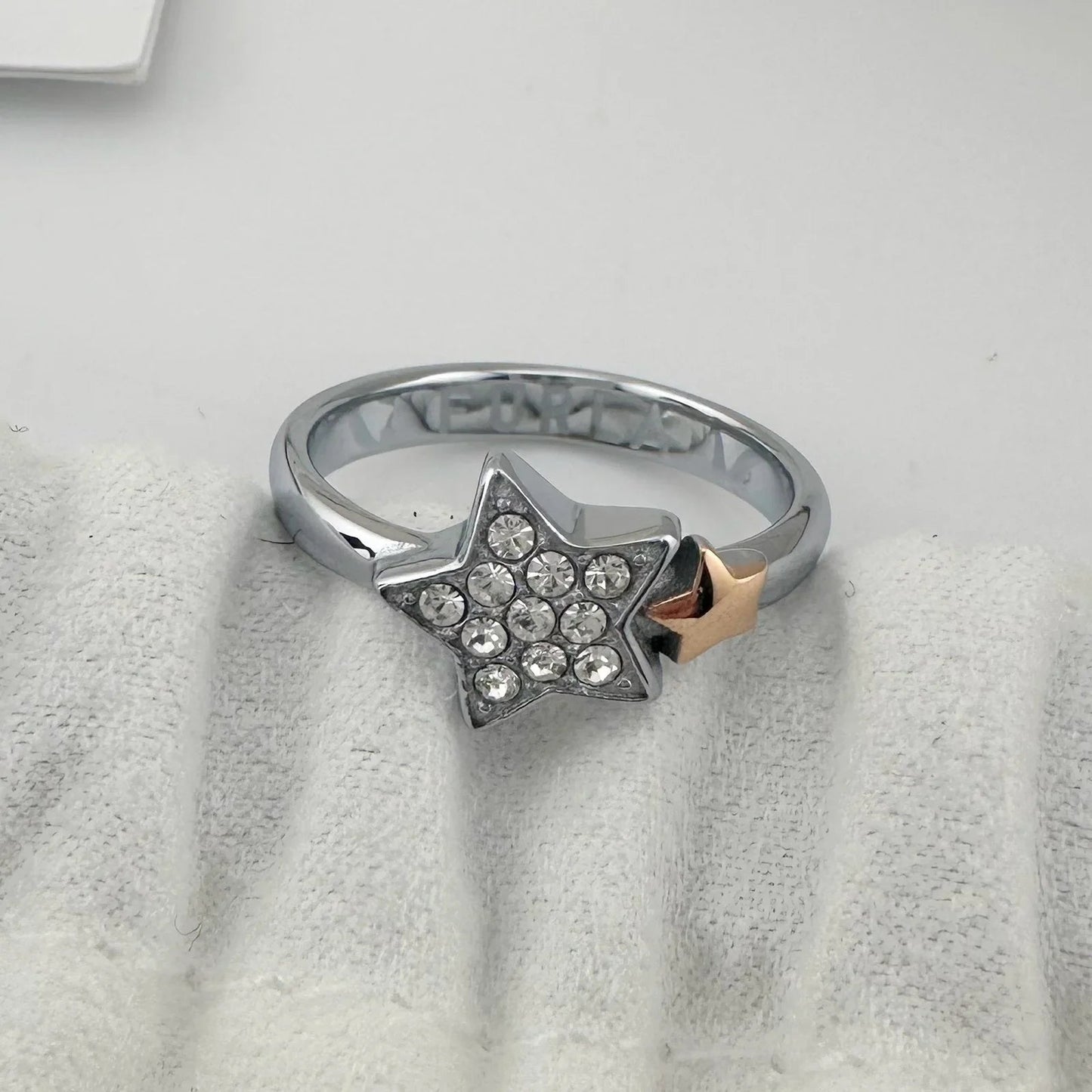 Furla Stars Ring - 2 Tone Stars Larger with Pave Crystals - Size 7 - FURLA - Ring - A+ Stuff