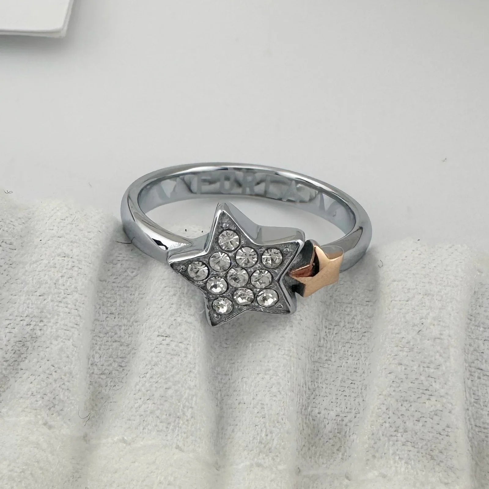 Furla Stars Ring - 2 Tone Stars Larger with Pave Crystals - Size 7 - FURLA - Ring - A+ Stuff
