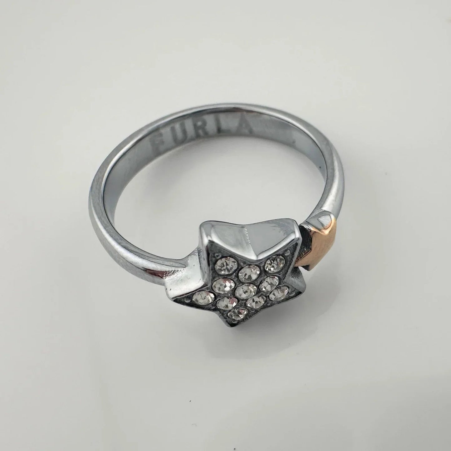 Furla Stars Ring - 2 Tone Stars Larger with Pave Crystals - Size 7 - FURLA - Ring - A+ Stuff