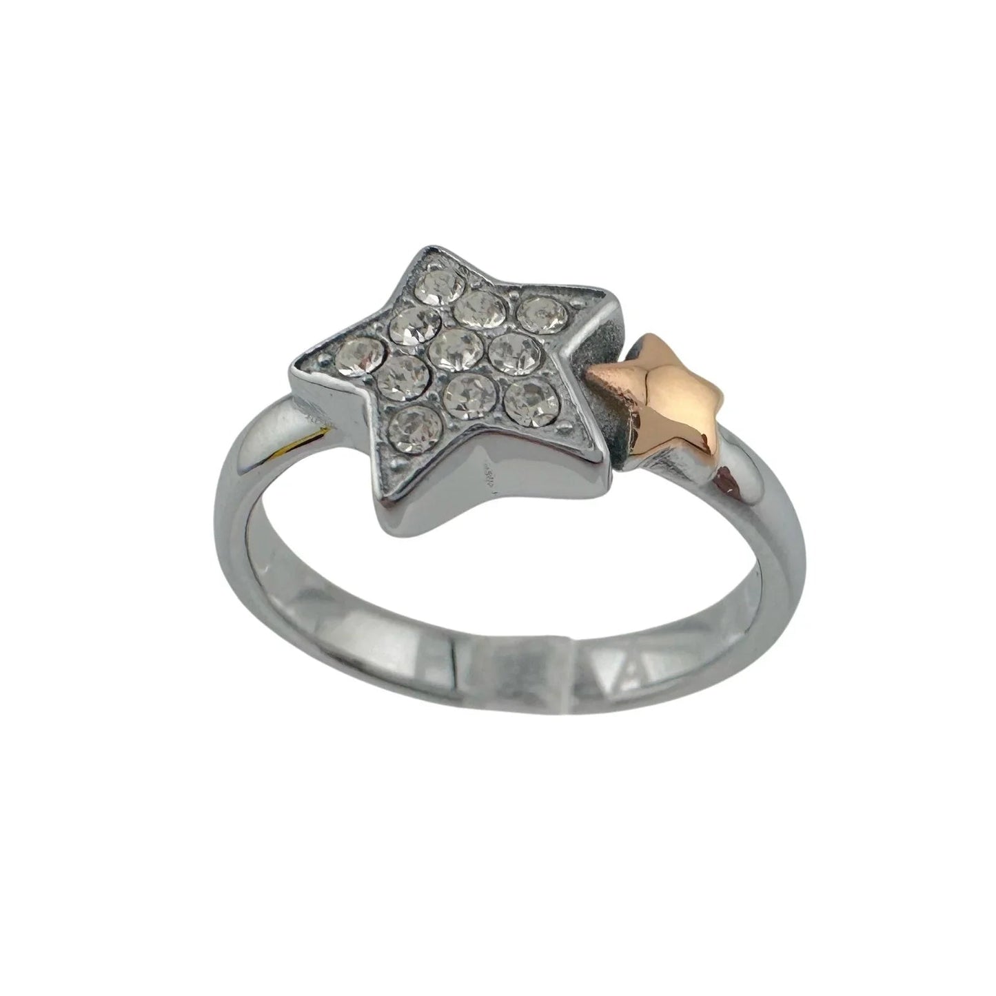 Furla Stars Ring - 2 Tone Stars Larger with Pave Crystals - Size 7 - FURLA - Ring - A+ Stuff