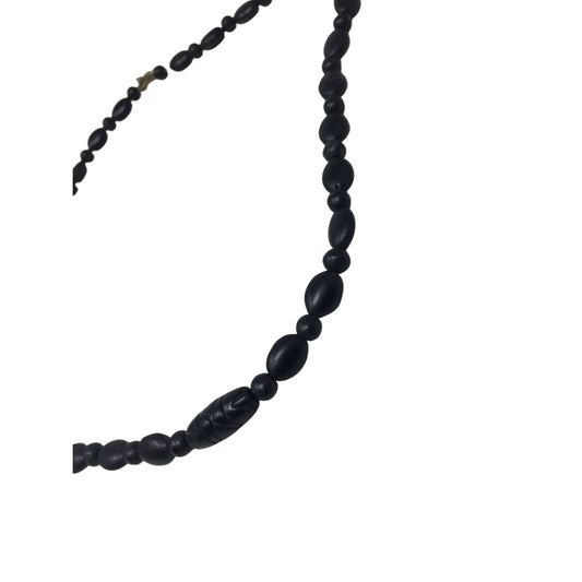 Women's Black Necklace with Different Shaped Beads on it & Clasp