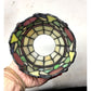 Beautiful Stained Glass Lamp Shade with Scalloped Top Edge and Inlaid Fruit Design at Bottom