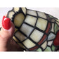 Beautiful Stained Glass Lamp Shade with Scalloped Top Edge and Inlaid Fruit Design at Bottom