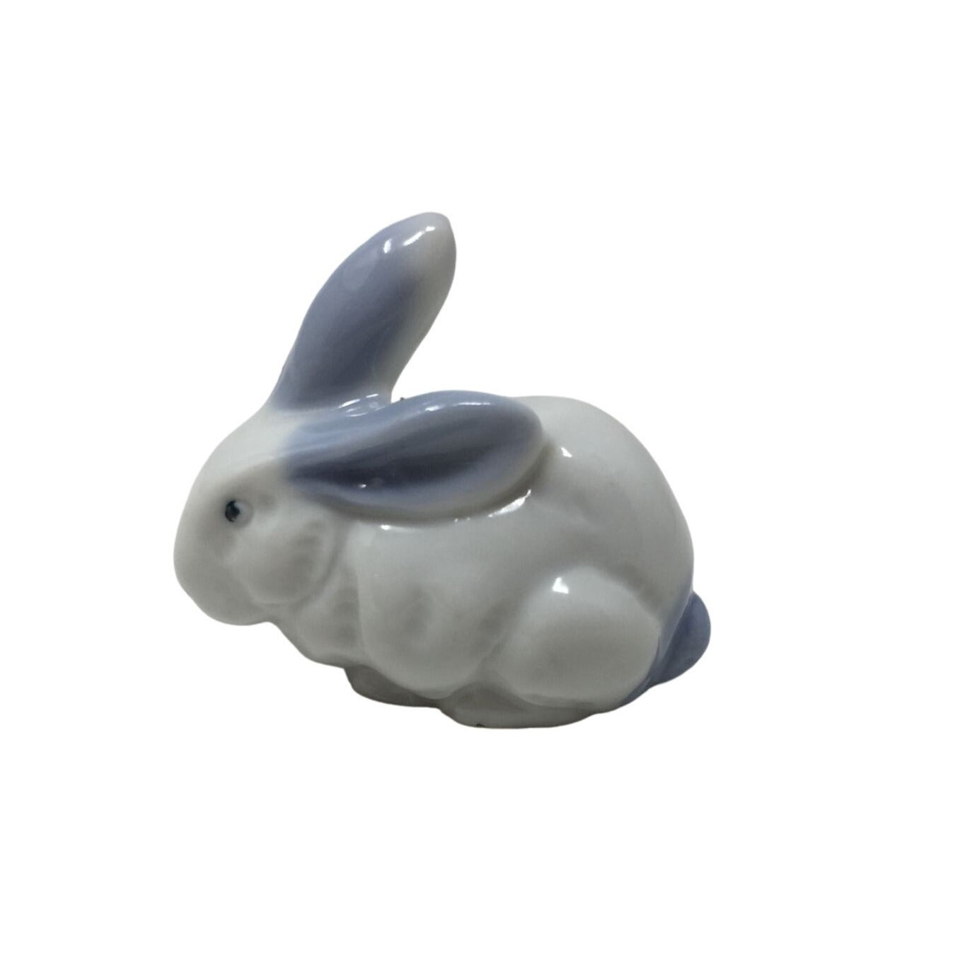 Vintage Miniature Ceramic Blue and White Bunny Rabbit Figurine