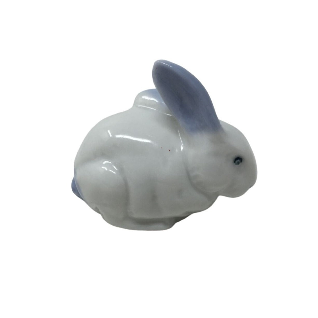 Vintage Miniature Ceramic Blue and White Bunny Rabbit Figurine