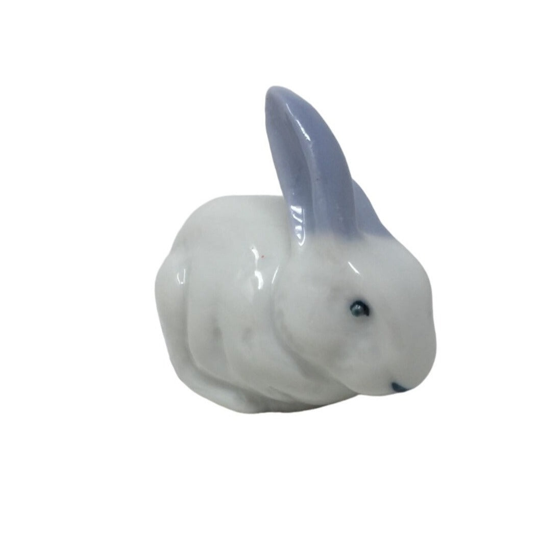 Vintage Miniature Ceramic Blue and White Bunny Rabbit Figurine