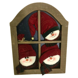 Snowmen in the Window!  Cute Holiday Wall Hanging Decor 17"