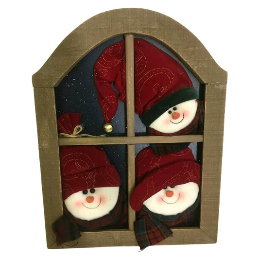 Snowmen in the Window!  Cute Holiday Wall Hanging Decor 17" Santa's Workbench  A+ Stuff Seasonal & Holiday Decorations