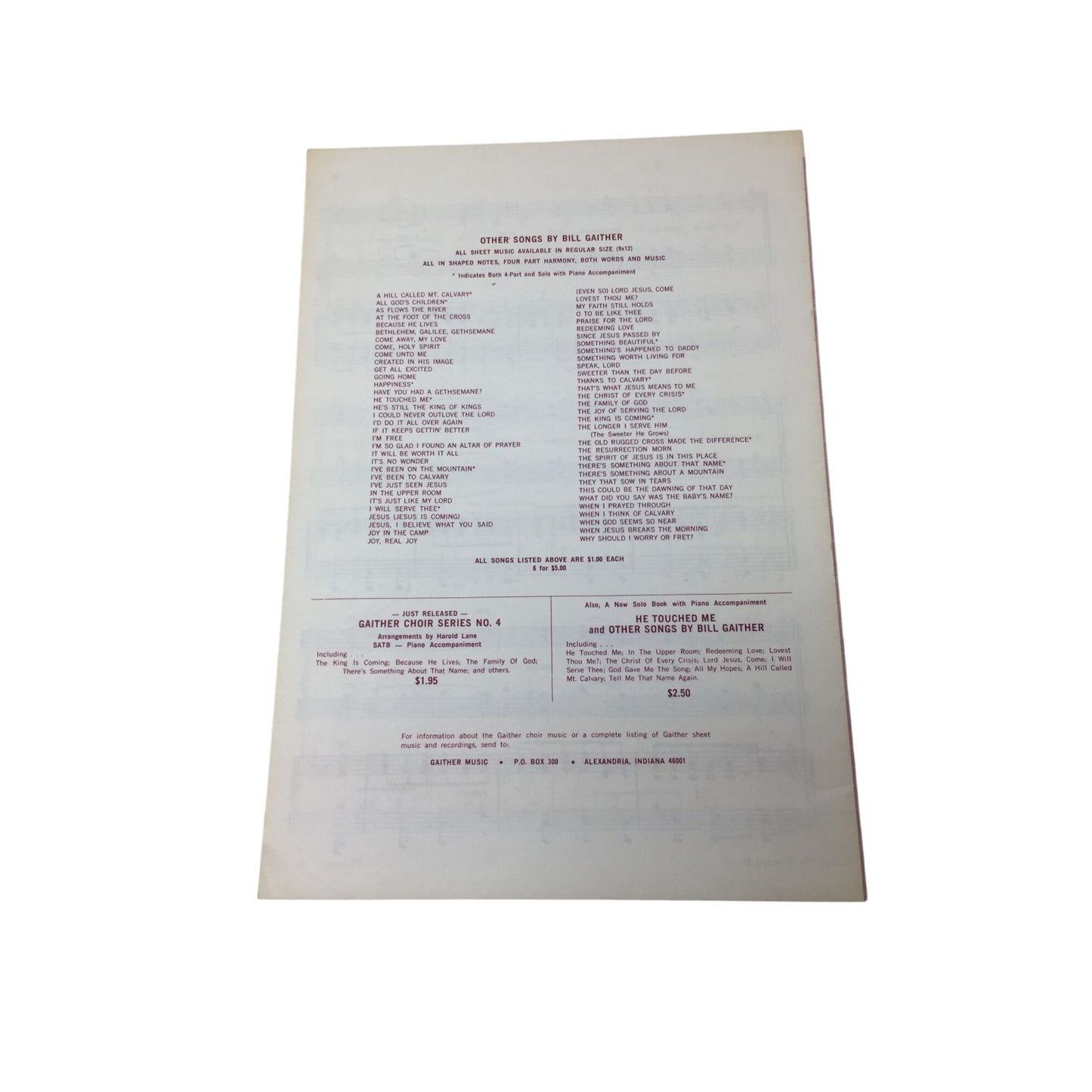 ''He Touched Me'' by William J. Gaither sheet music