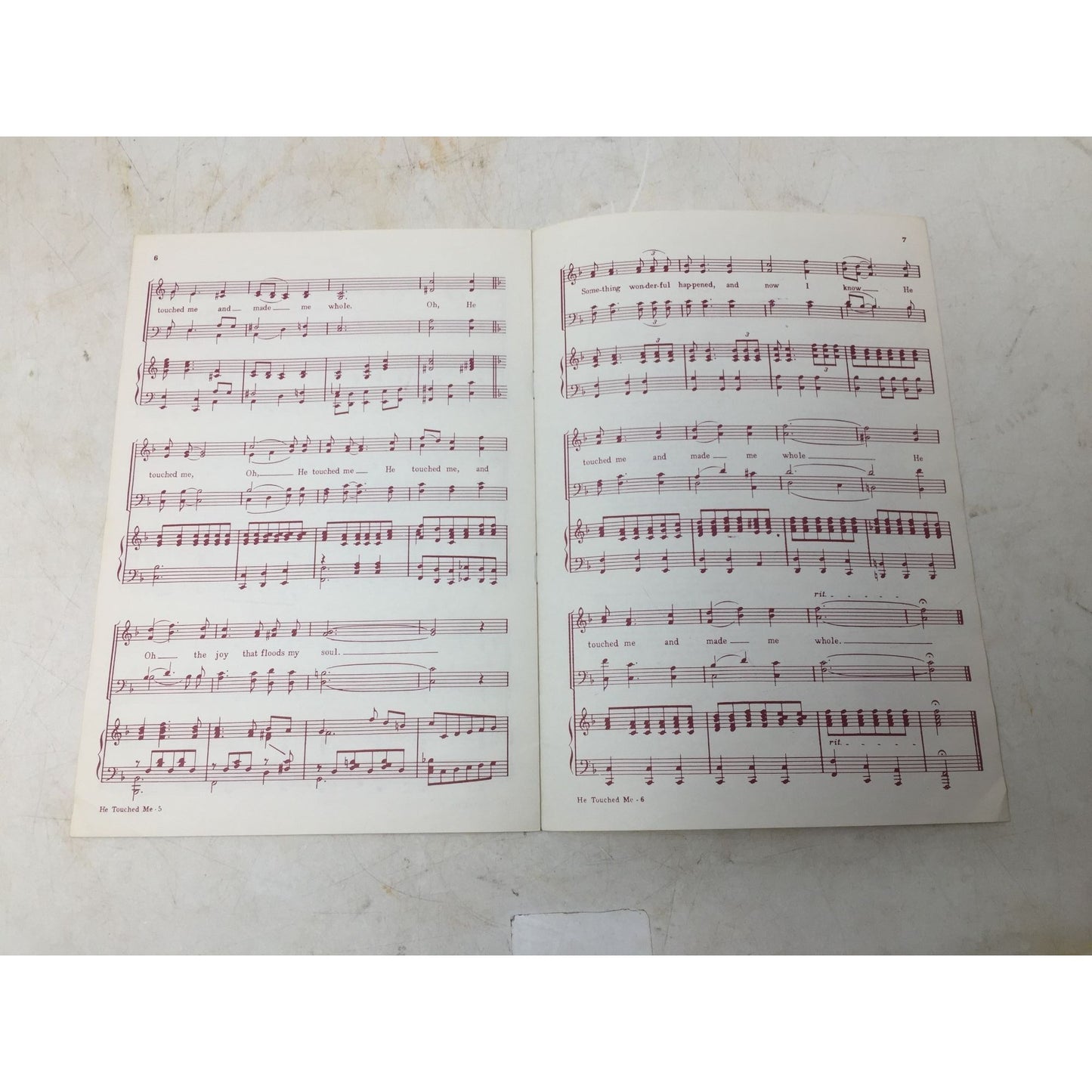 ''He Touched Me'' by William J. Gaither sheet music