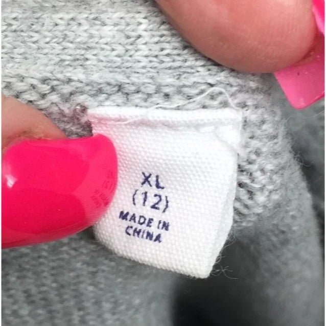 GAP KIDS Girls Size XL (12) Long Sleeved Gray Heart Intarsia Sweater - gap kids - Shirts & Tops - A+ Stuff