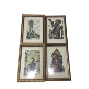 Set of Four Framed M.I. Hummel Children Illustrations -Vintage-