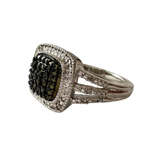 Genuine Deep Blue Diamond Ring Size 7 - Pretty Cushion Cut Diamond Accent - A+ Stuff