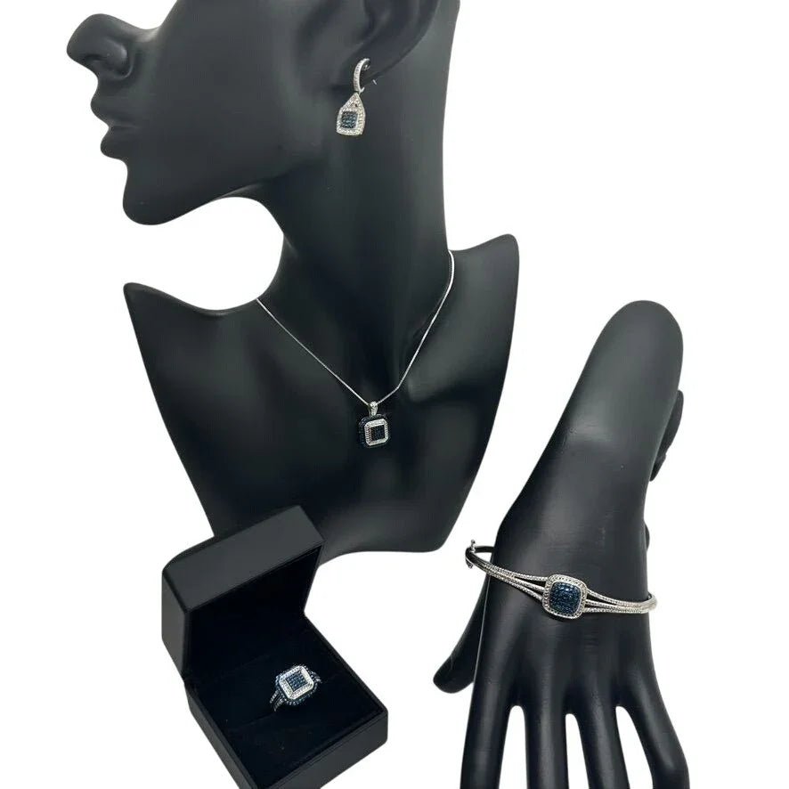 Genuine Deep Blue Diamond Ring Size 7 - Pretty Cushion Cut Diamond Accent - Unbranded - Ring - A+ Stuff