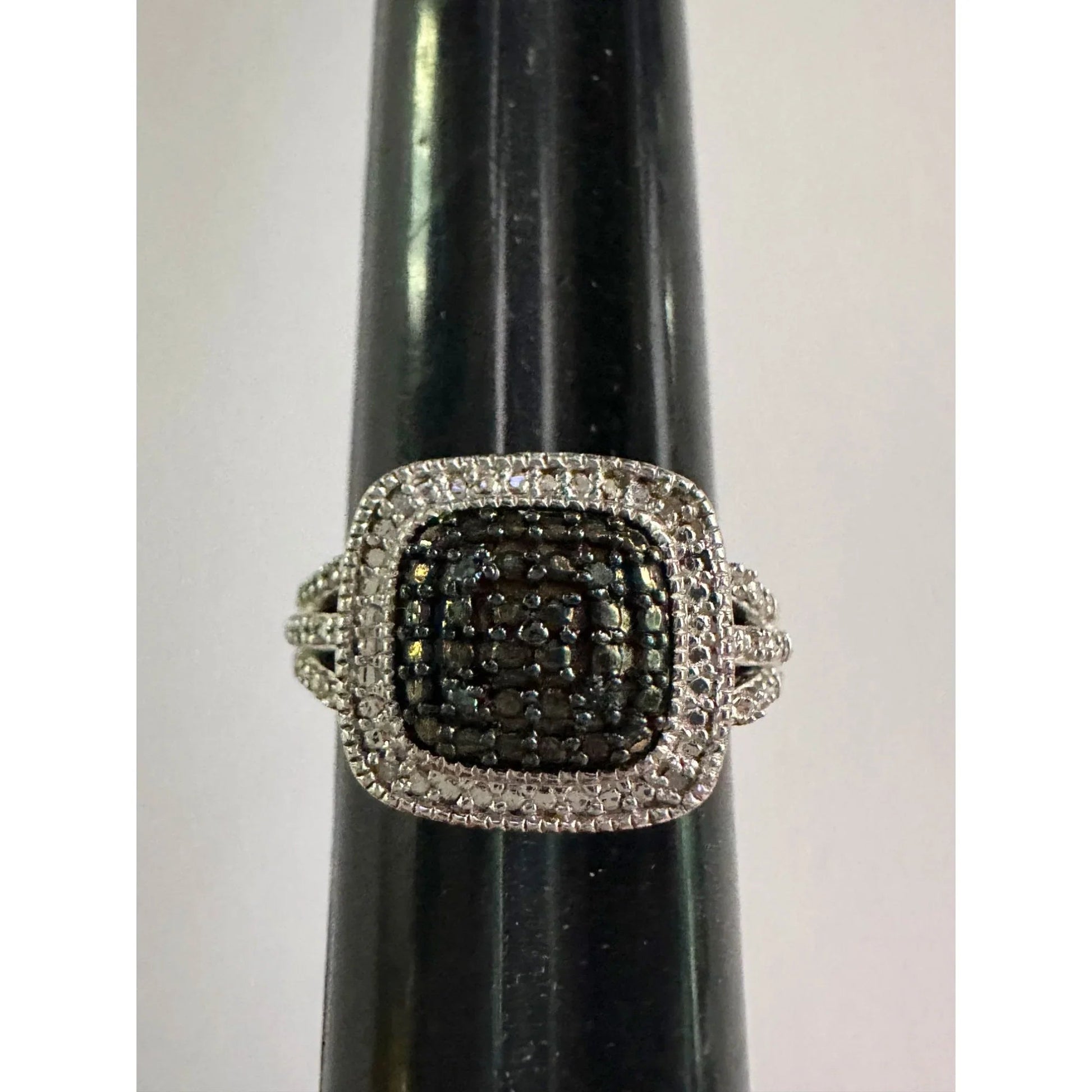 Genuine Deep Blue Diamond Ring Size 7 - Pretty Cushion Cut Diamond Accent - A+ Stuff