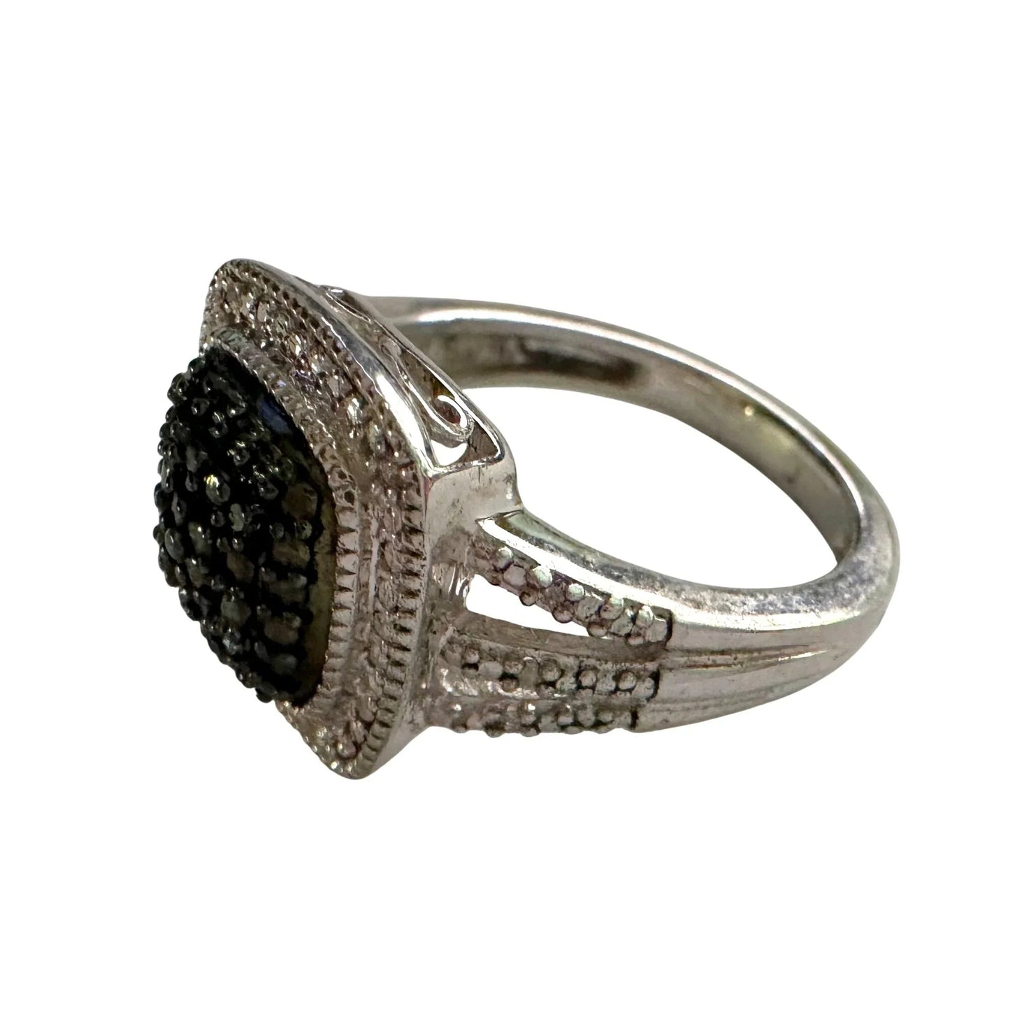 Genuine Deep Blue Diamond Ring Size 7 - Pretty Cushion Cut Diamond Accent - A+ Stuff