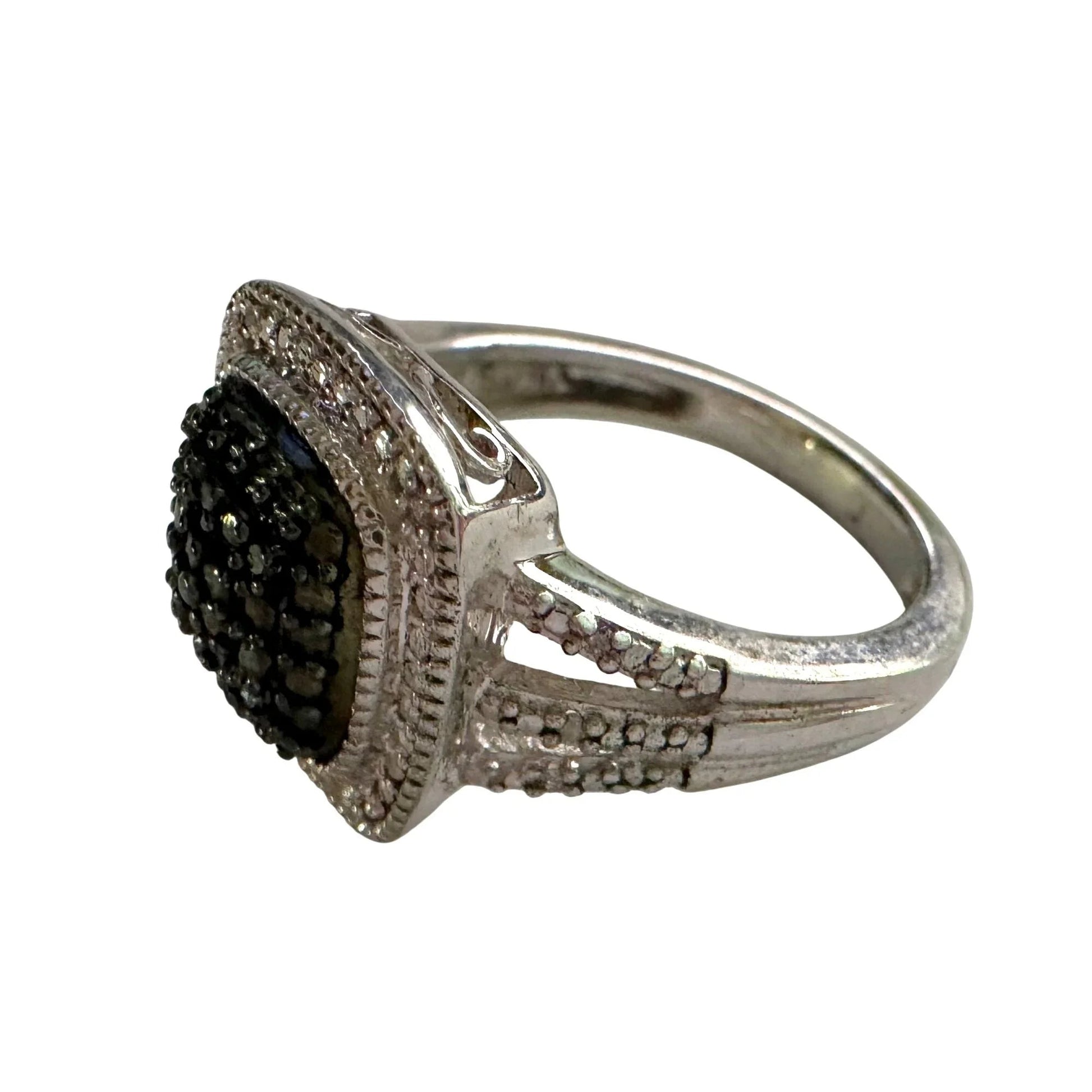 Genuine Deep Blue Diamond Ring Size 7 - Pretty Cushion Cut Diamond Accent - A+ Stuff