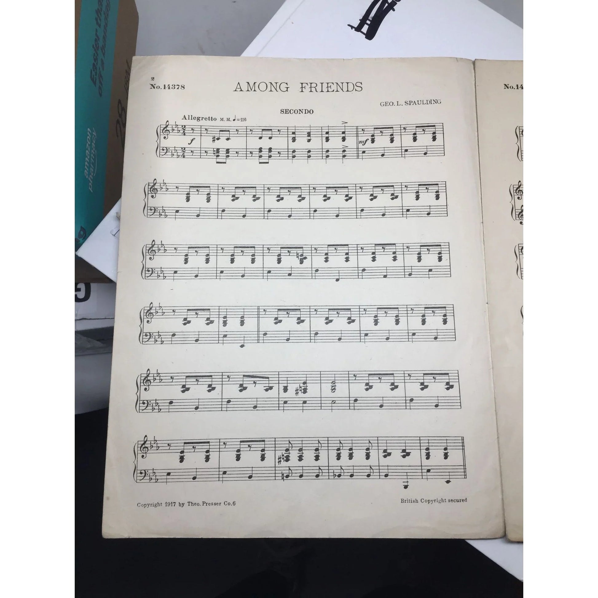 GEO L SPAULDING FOUR HAND PIANO PIECES VINTAGE SHEET MUSIC BOOK - A+ Stuff - SHEET MUSIC - A+ Stuff