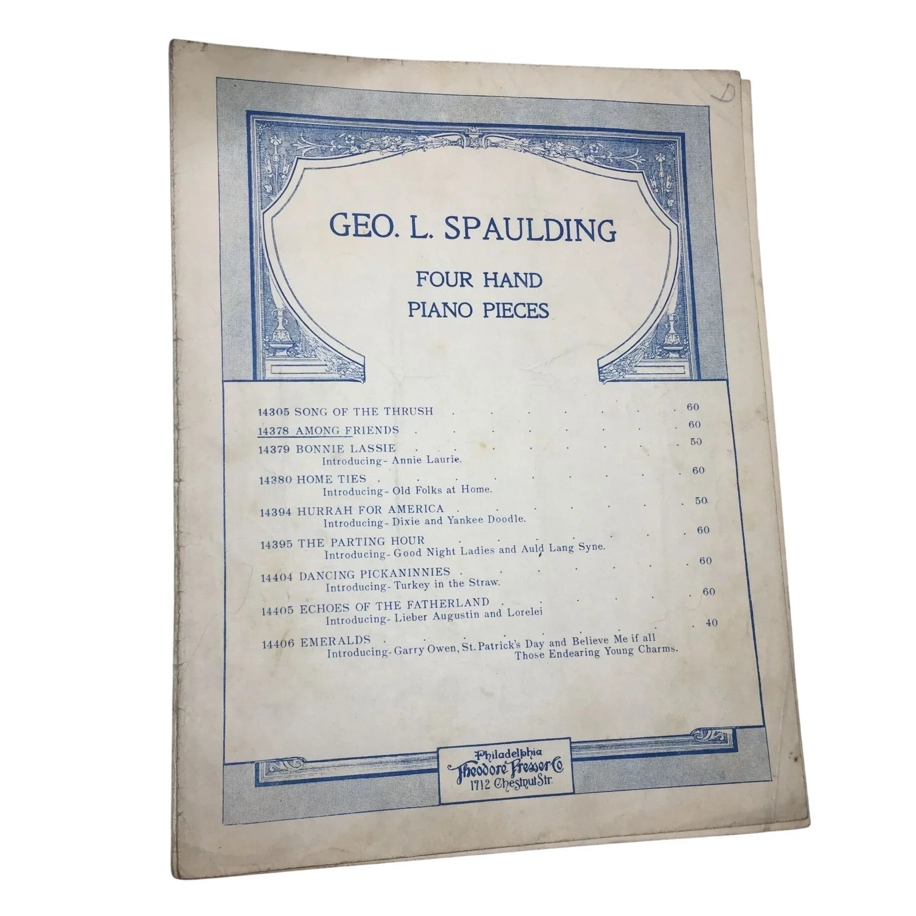 GEO L SPAULDING FOUR HAND PIANO PIECES VINTAGE SHEET MUSIC BOOK - A+ Stuff - SHEET MUSIC - A+ Stuff