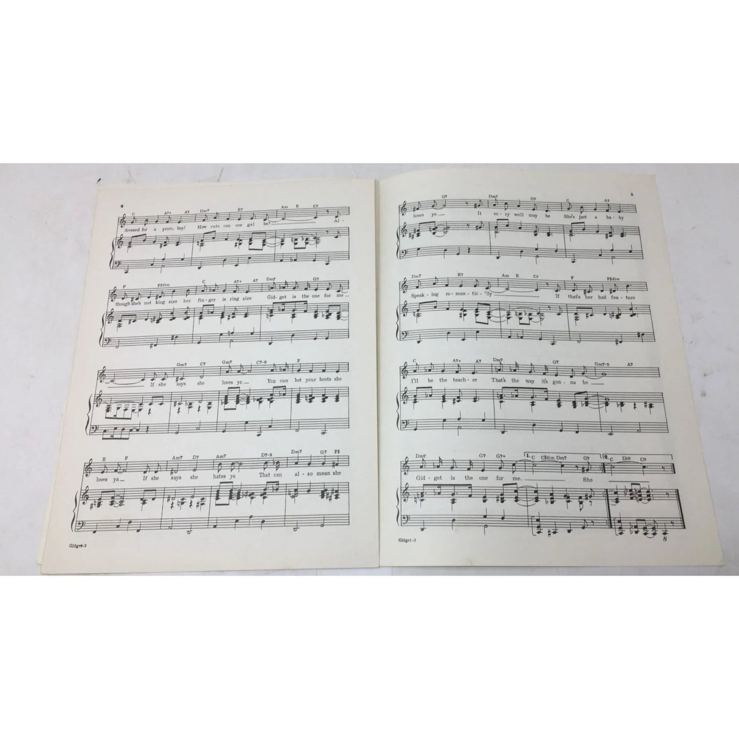 ''Gidget'' Vintage Sheet Music Book by Patti Washington & Fred Karger - A+ Stuff - sheet music - A+ Stuff