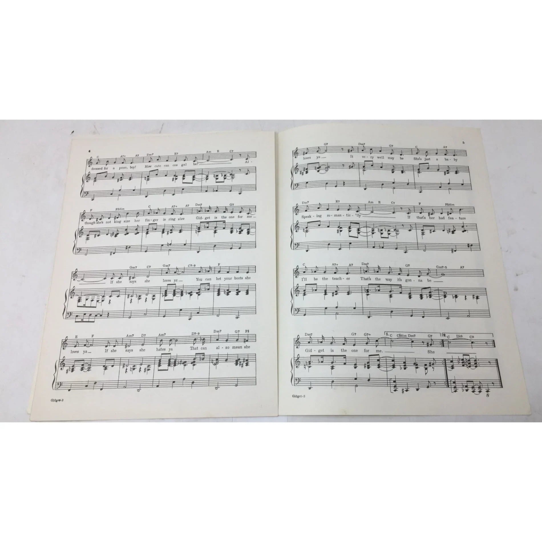 ''Gidget'' Vintage Sheet Music Book by Patti Washington & Fred Karger - A+ Stuff - sheet music - A+ Stuff