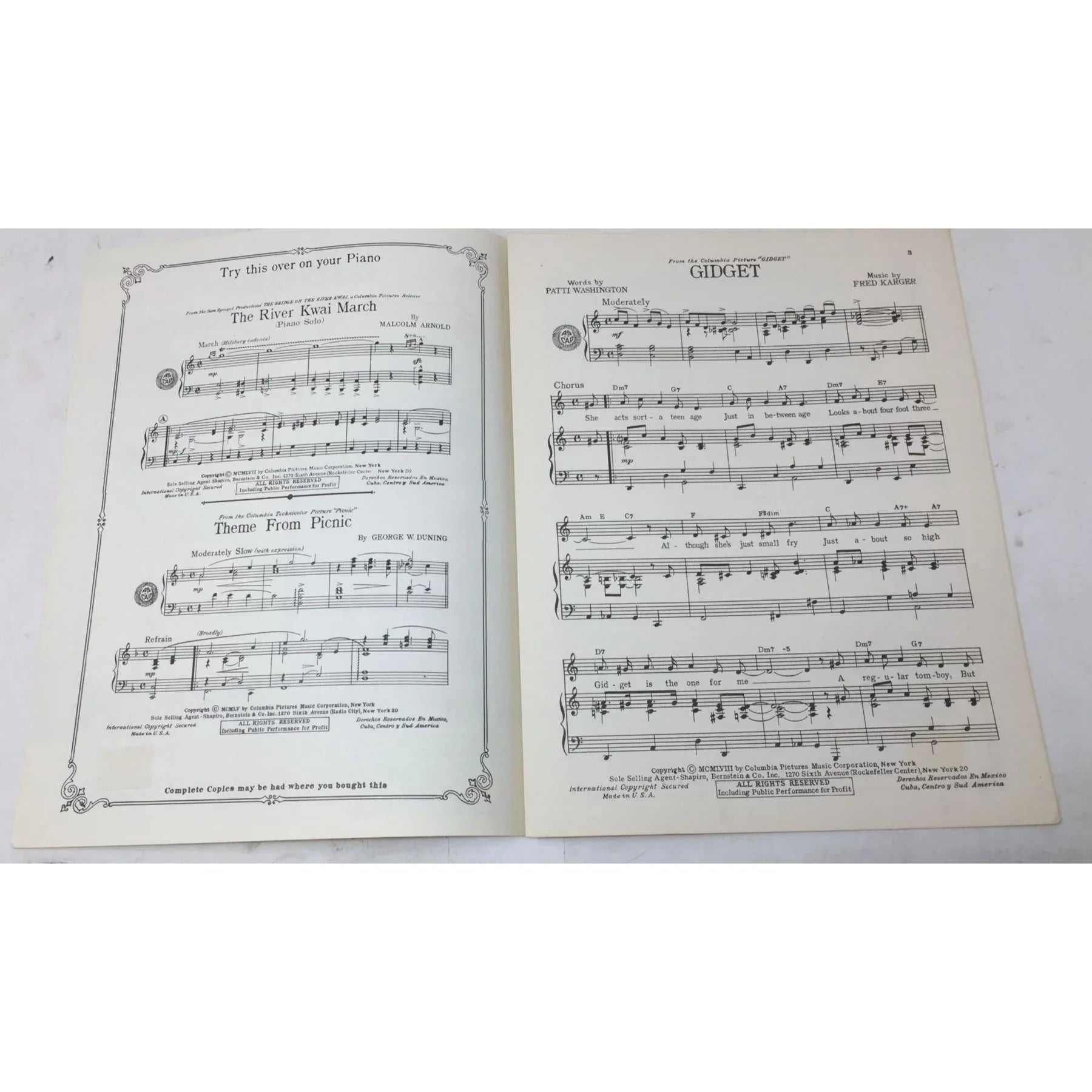 ''Gidget'' Vintage Sheet Music Book by Patti Washington & Fred Karger - A+ Stuff - sheet music - A+ Stuff