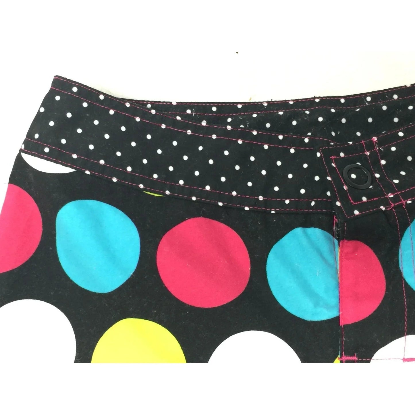 Girl's Black Swim Shorts with White and Colorful Polka Dots on them - A+ Stuff - Pants - A+ Stuff