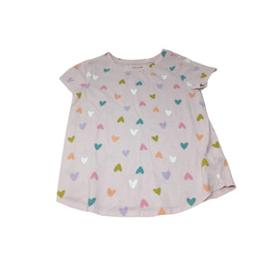 Girl's Cat & Jack Pink Tee Shirt with Colorful Hearts Size Large (10/12)