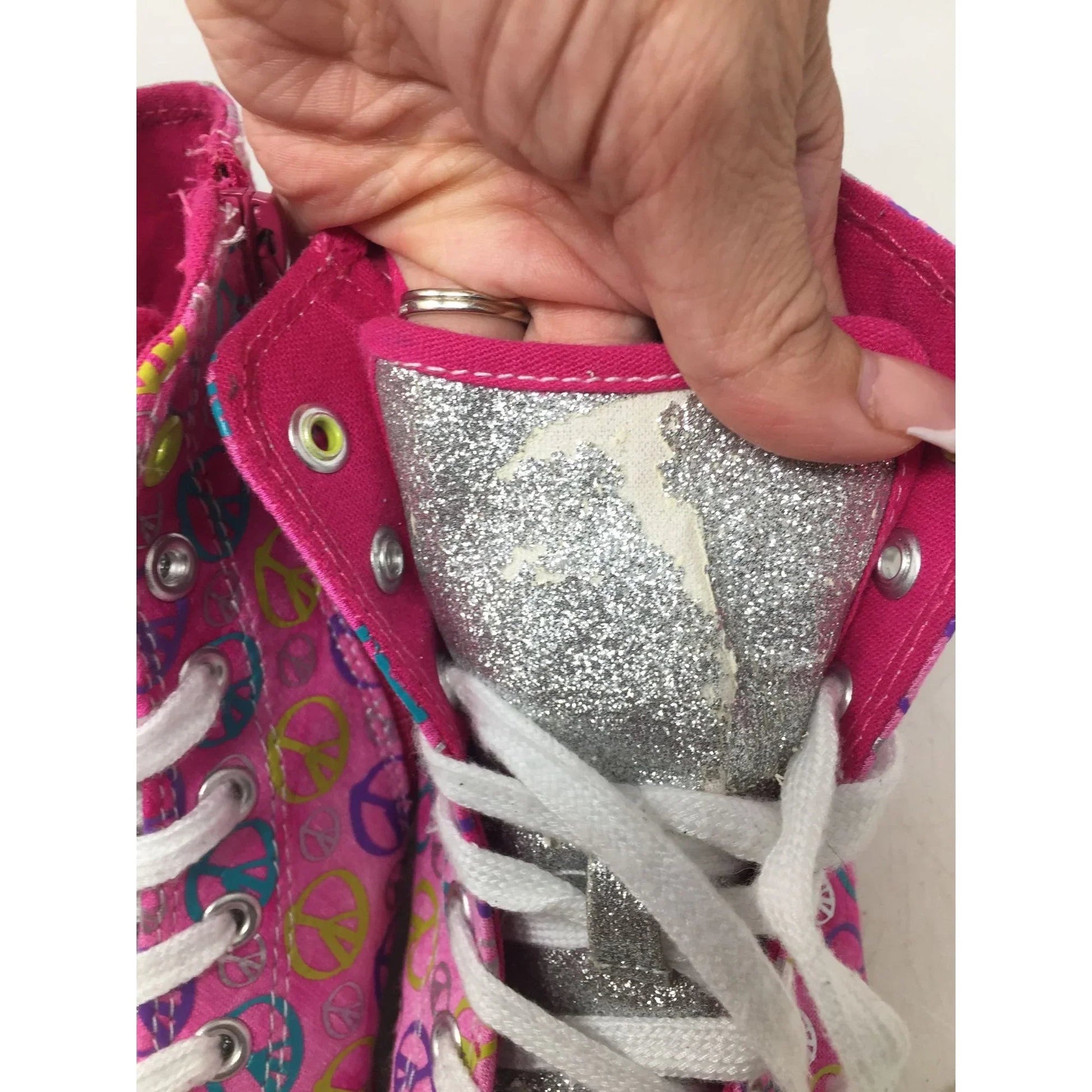 Girl's Circo Pink Peace Sign High - top Shoes (Size 2) - circos - Shoes - A+ Stuff