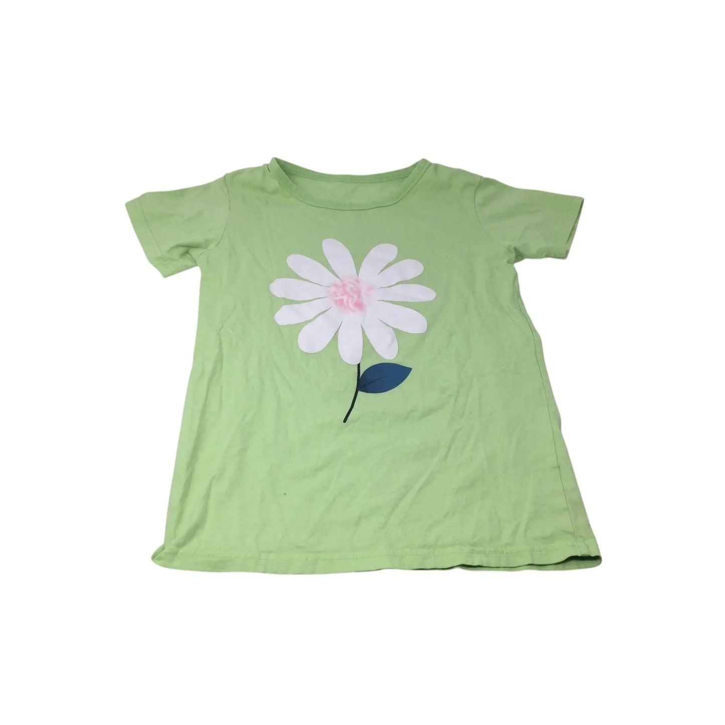 Girl's Green Short Sleeve Tee Shirt with a Flower on the front - A+ Stuff - Shirts & Tops - A+ Stuff