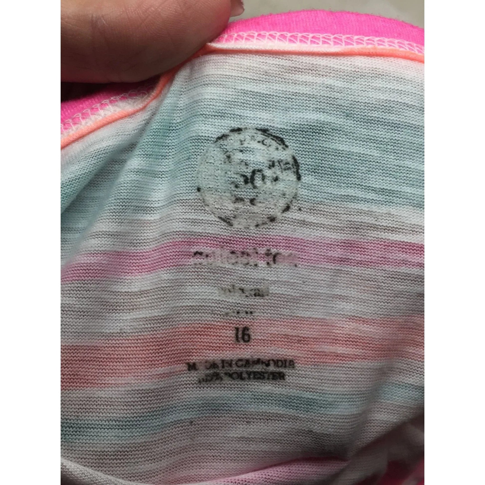Girl's Size 16 Colorful Striped Short Sleeved Tee Shirt - A+ Stuff - Shirts & Tops - A+ Stuff