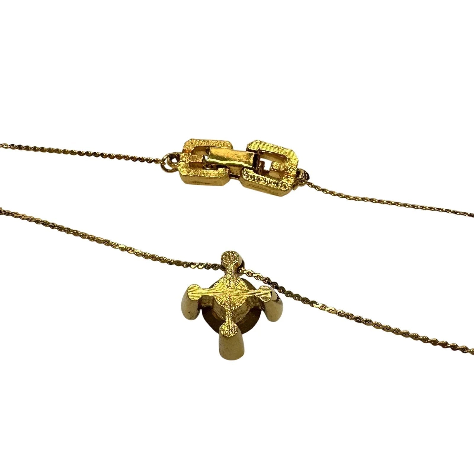Givenchy Crystal/White Gemstone Solitaire Gold Plated Necklace (Vintage) - Givenchy - Necklace with Pendant - A+ Stuff