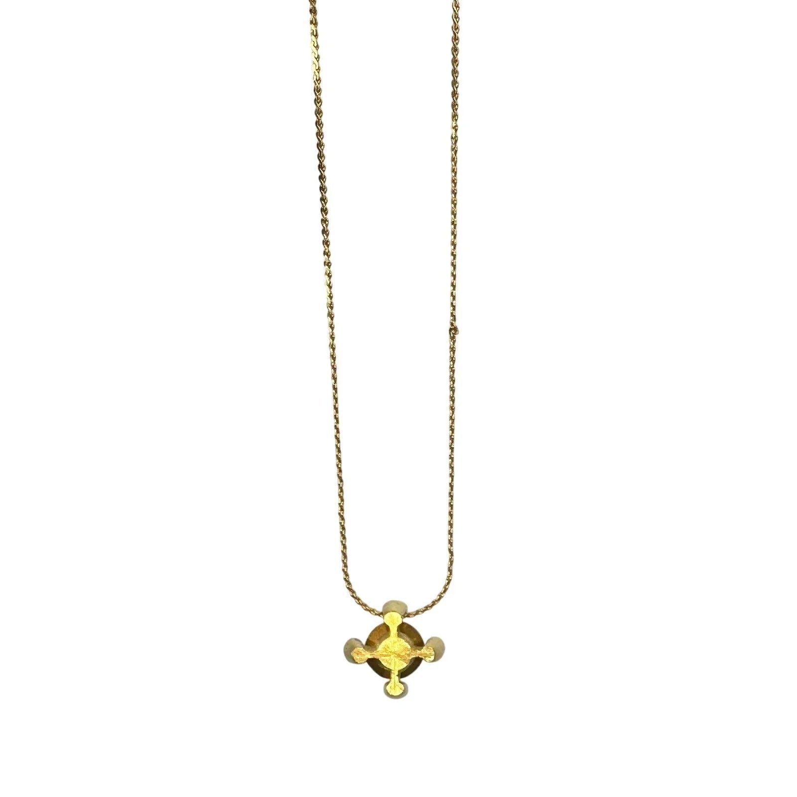 Givenchy Crystal/White Gemstone Solitaire Gold Plated Necklace (Vintage) - Givenchy - Necklace with Pendant - A+ Stuff
