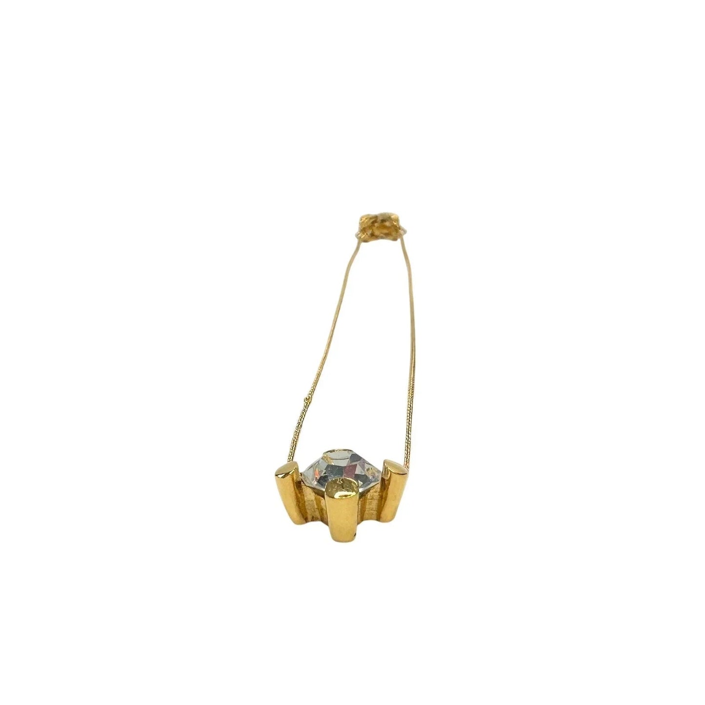Givenchy Crystal/White Gemstone Solitaire Gold Plated Necklace (Vintage) - Givenchy - Necklace with Pendant - A+ Stuff