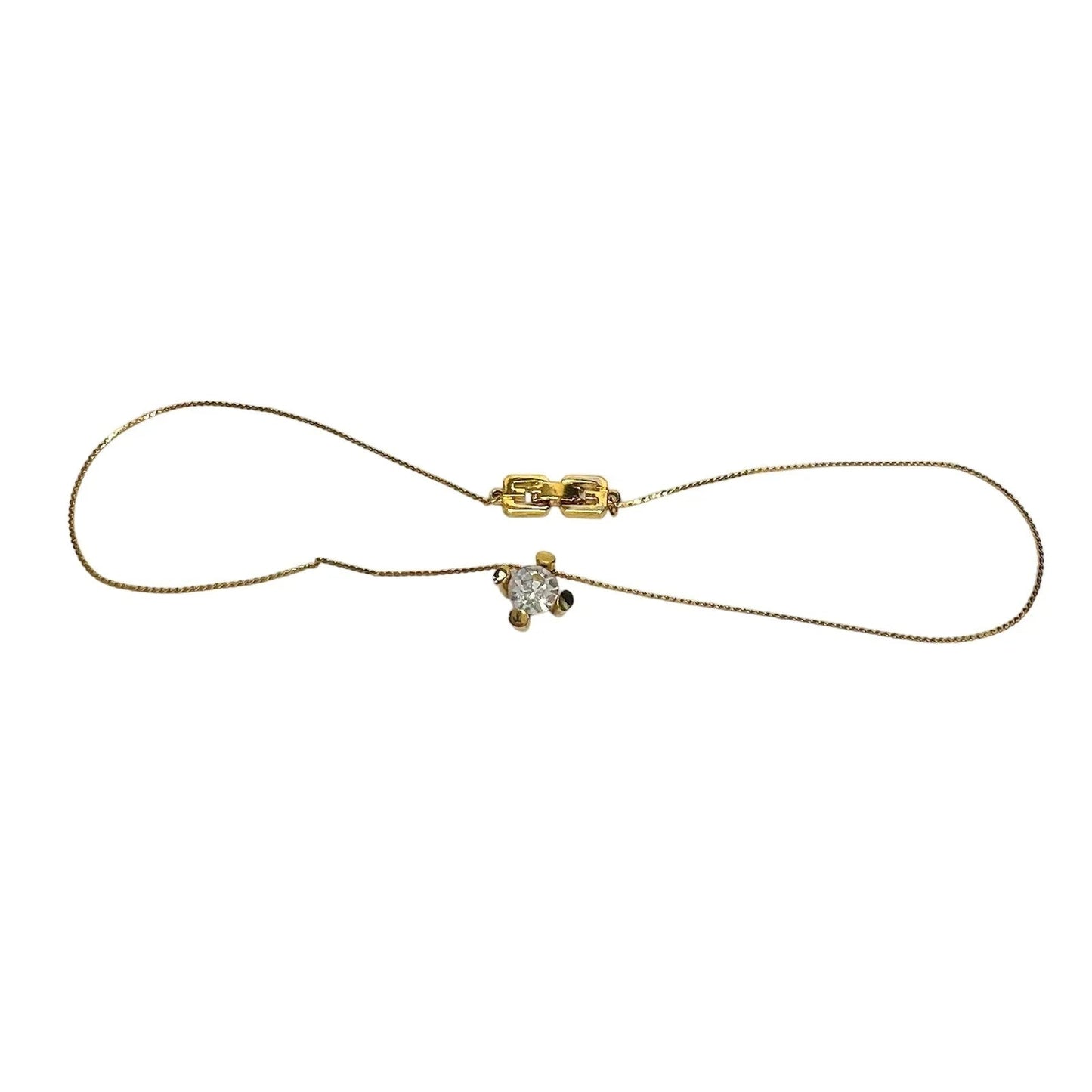 Givenchy Crystal/White Gemstone Solitaire Gold Plated Necklace (Vintage) - Givenchy - Necklace with Pendant - A+ Stuff