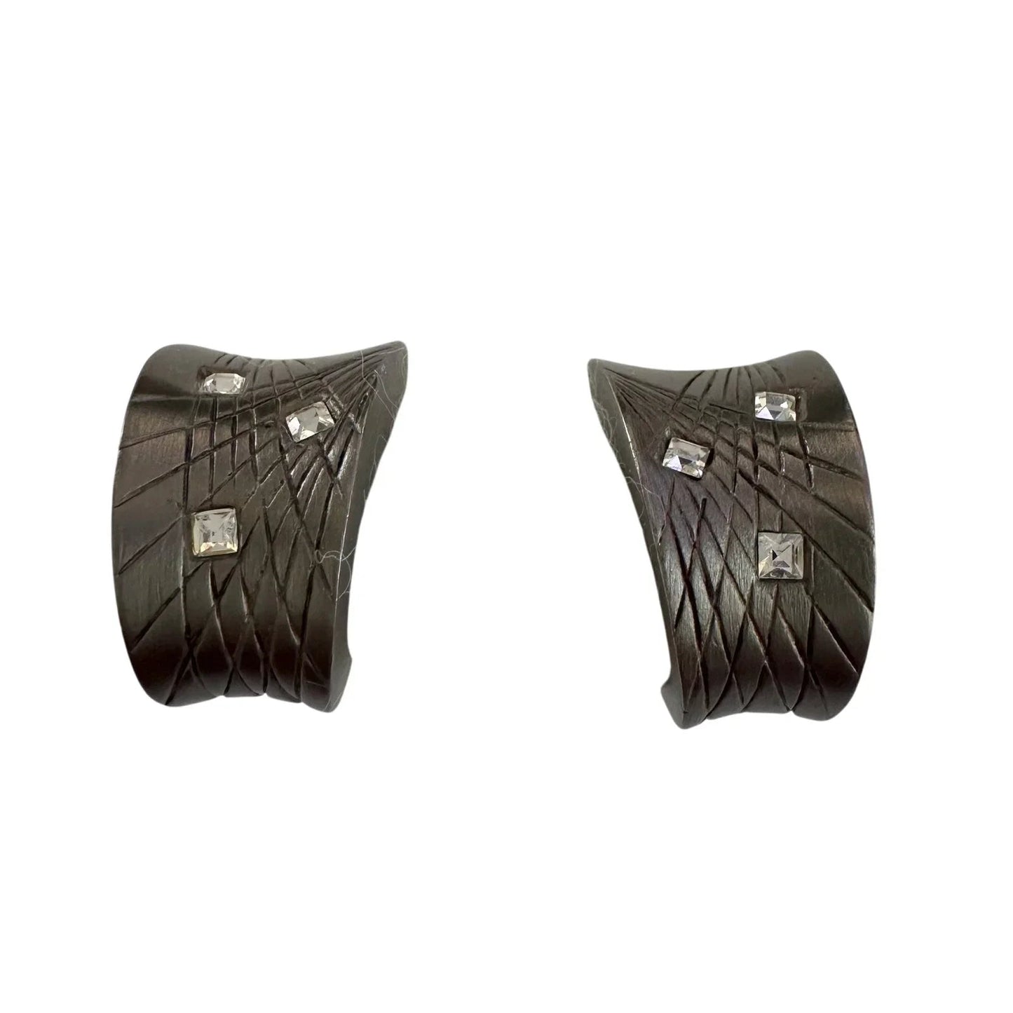 Givenchy Dark Textured Clip - On Earrings with Crystal Accents - Givenchy - earrings - A+ Stuff
